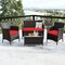 4 Pieces Comfortable Outdoor Rattan Sofa Set With Glass Coffee Table